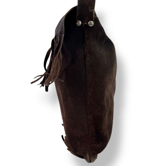Bohemian Fringe Western Cowgirl Handmade Boho Brown Suede Leather Crossbody Bag - Picture 8 of 12